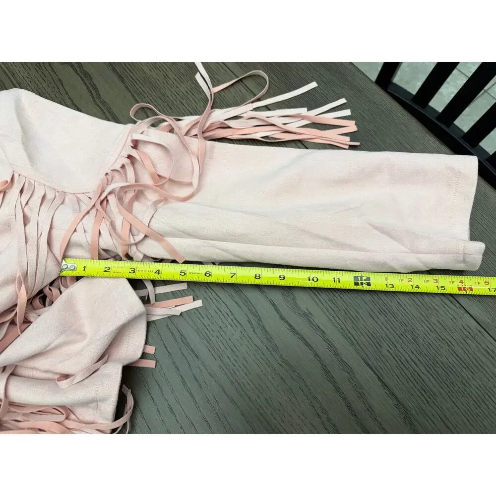 NWOT Western Fringe Cropped Jacket XL Blush Pink - Picture 7 of 7